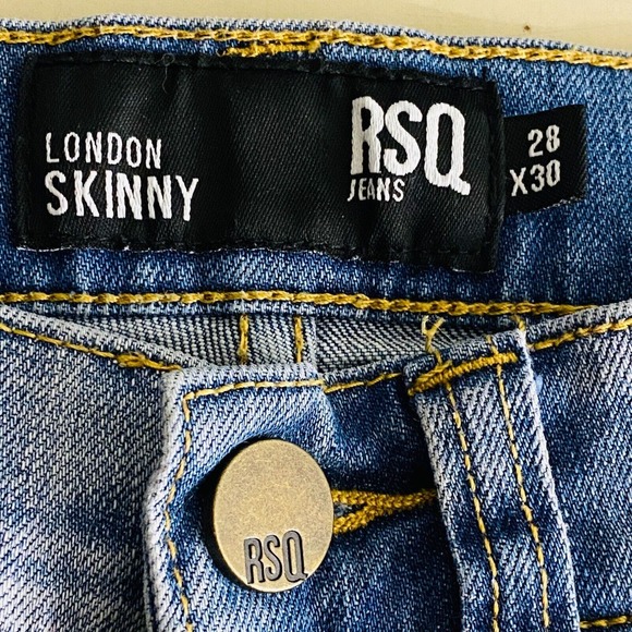 Mens 28x30 RSQ London Skinny Jeans Light Blue‎ Wash 30" Inseam - Picture 6 of 7